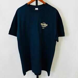 Hard Rock Biloxi T-Shirt Size XL Navy Blue Casino Guitar Graphic Gildan Crewneck
